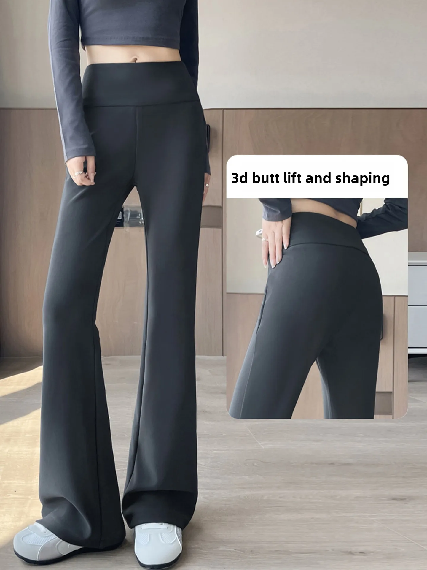 กางเกงโยคะทรงกระดิ่งเอวสูงสำหรับผู้หญิง ทรงเข้ารูป สไตล์ลำลอง สำหรับฤดูใบไม้ร่วงและฤดูหนาว ดีไซน์รูเก๋ไก๋ ผลิตจากโพลีเอสเตอร์...