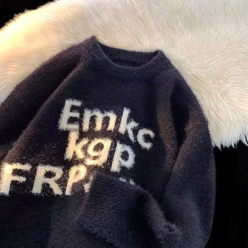 

Loose Fit Long Plu Men's Knitwear Korean Sle Lazy Faion Big Size 250 Pou Autumn Winter Casual round Ne Sweater