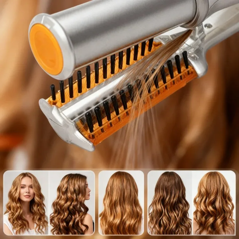 

【Best-selling】Hair Curling Iron Max 2-Way Rotating Hair Curler 2 In 1 Hair Curler Straightener Brush Smoothing Hair Iron Electri