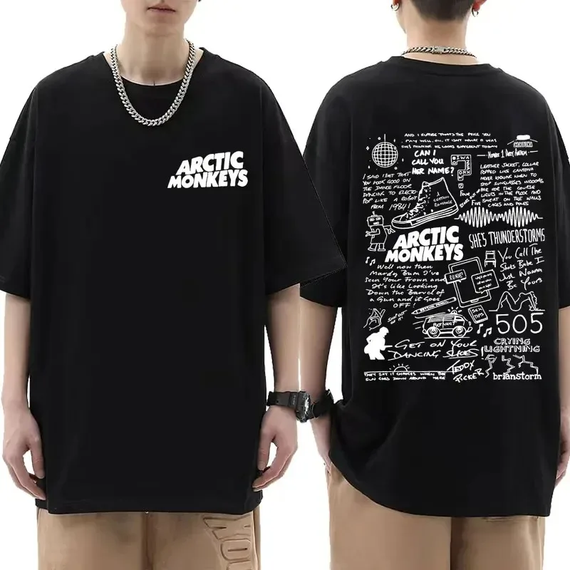 Arctic Monkeys Inspired T Shirt - Album List Doodle Print Vintage T-shirt Men Women Hip Hop Punk Short Sleeve Tshirts Streetwear