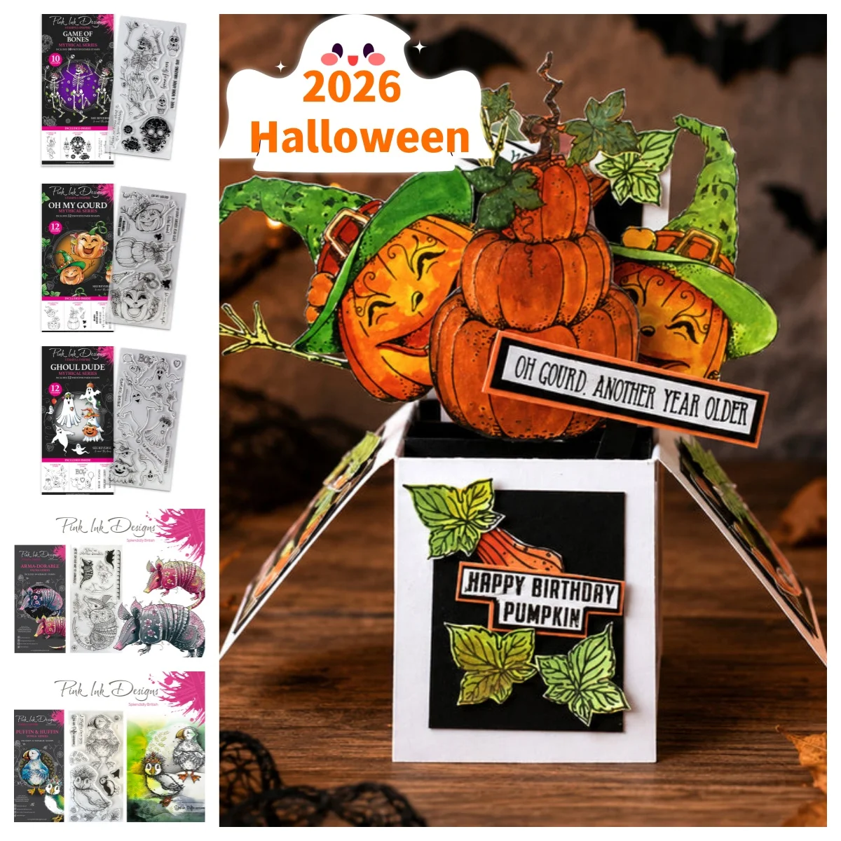 New 2026 Halloween Pumpkin Ghoul Dude Bones Clear Stamps for DIY Scrapbook Embossed Handcraft Card Template Supplies Decoration