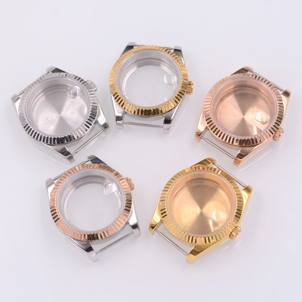 36MM/40MM Watch Case Sapphire Glass Fit NH34 NH35 NH36 PT5000 ETA2824 2836 Miyota 8215 8205 Movement Silver/Gold/Rose Gold image 5