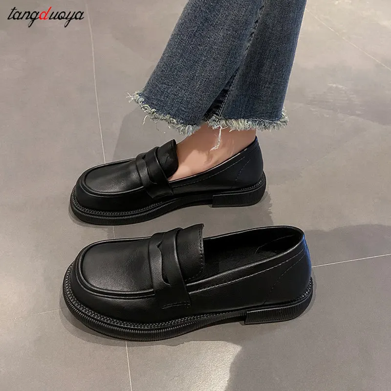 Shoes Woman Loafers Soft Leather Flats Slip on mocasines chaussures plates Sneakers Shoes for Women college style Vintage Shoes