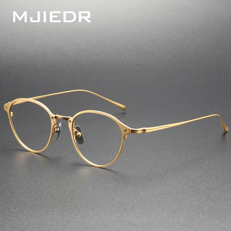 Top Quality Designer Handmade Titanium Prescription Glasses Frames Men Women Retro Large Size Oval Eyeglass Frame Bronze Eyewear