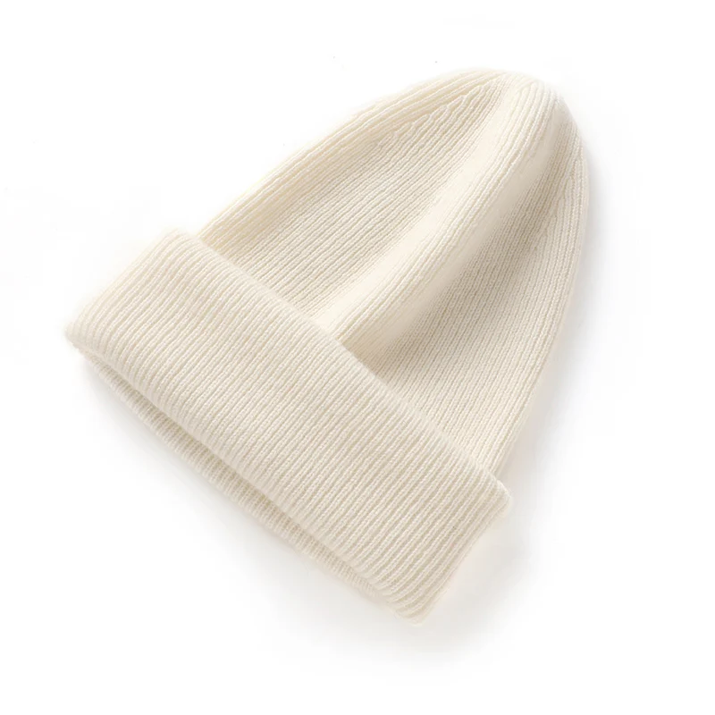 DjzDsm New Simple 100% Pure Cashmere Hat Men\'s Thick Woolen Hat All Knitted Hat Warm Bun Hat Female Winter