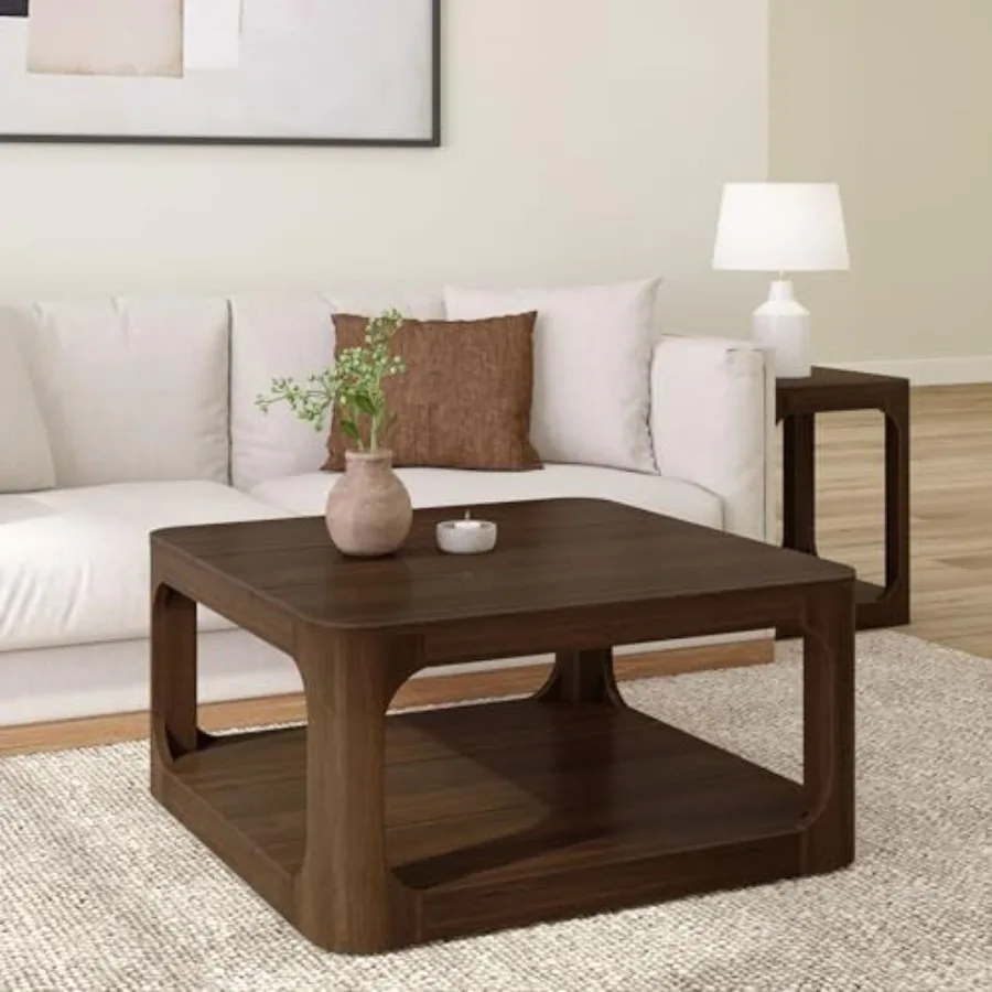 

Forma Coffee Table, Solid Wood 36 Inch Modern Coffee Table with Shelf, Contemporary Center Table with Storage Space, Square Tea