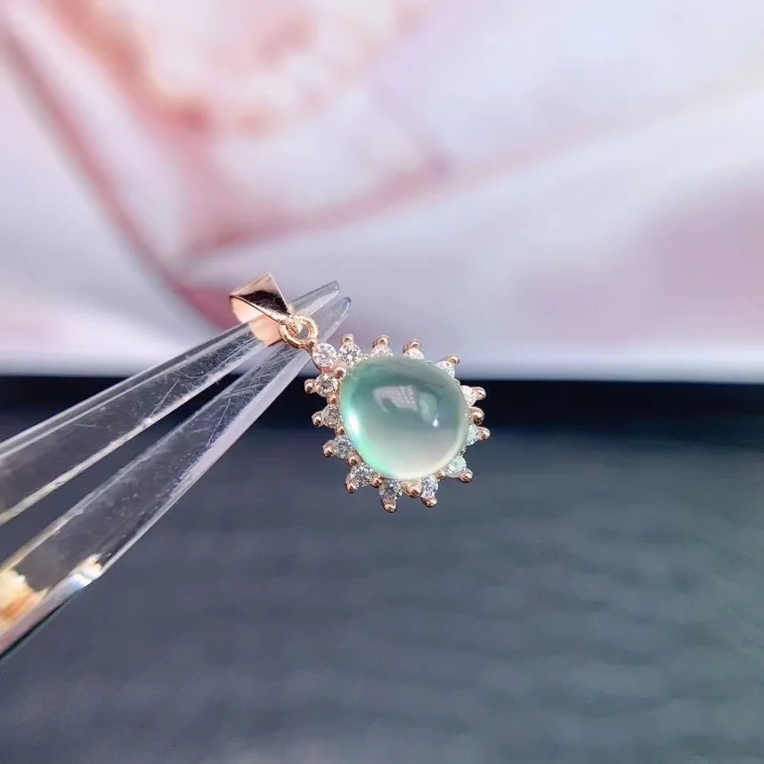 

New 100% natural grape stone pendant, real 925 sterling silver inlay, wedding gift, everyday wear