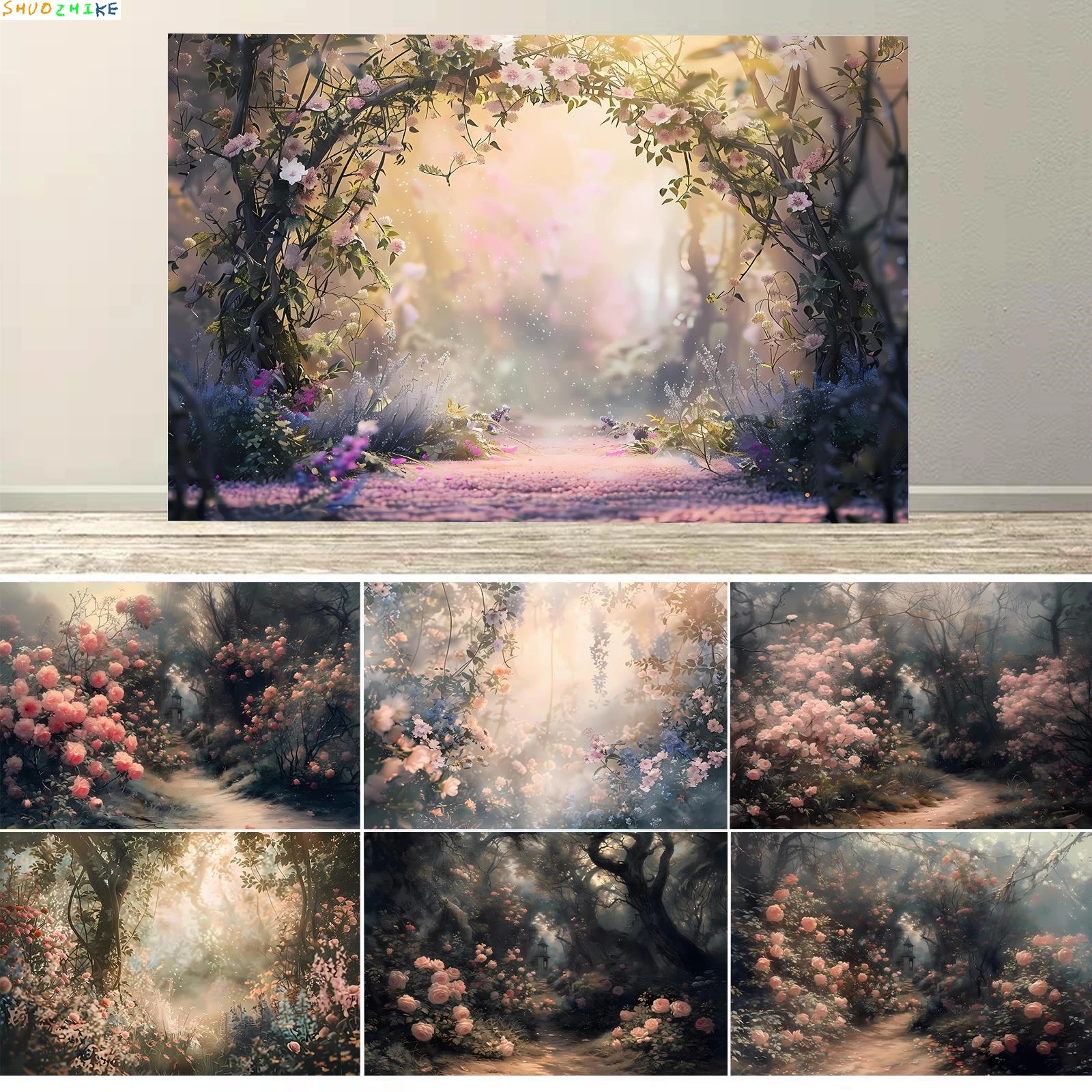 

Vintage Abstract Spring Garden Floral Texture Photography Backdrop Oil Painting Flower Portrait Decor Background Photo Studio