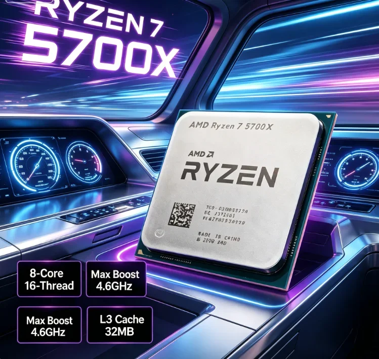Ryzen 7 5700X AMD Vermeer Series Desktop Processor 8 Cores 16 Threads 65W Low Power AM4 DDR4 Tray Gaming Chip Without Fan