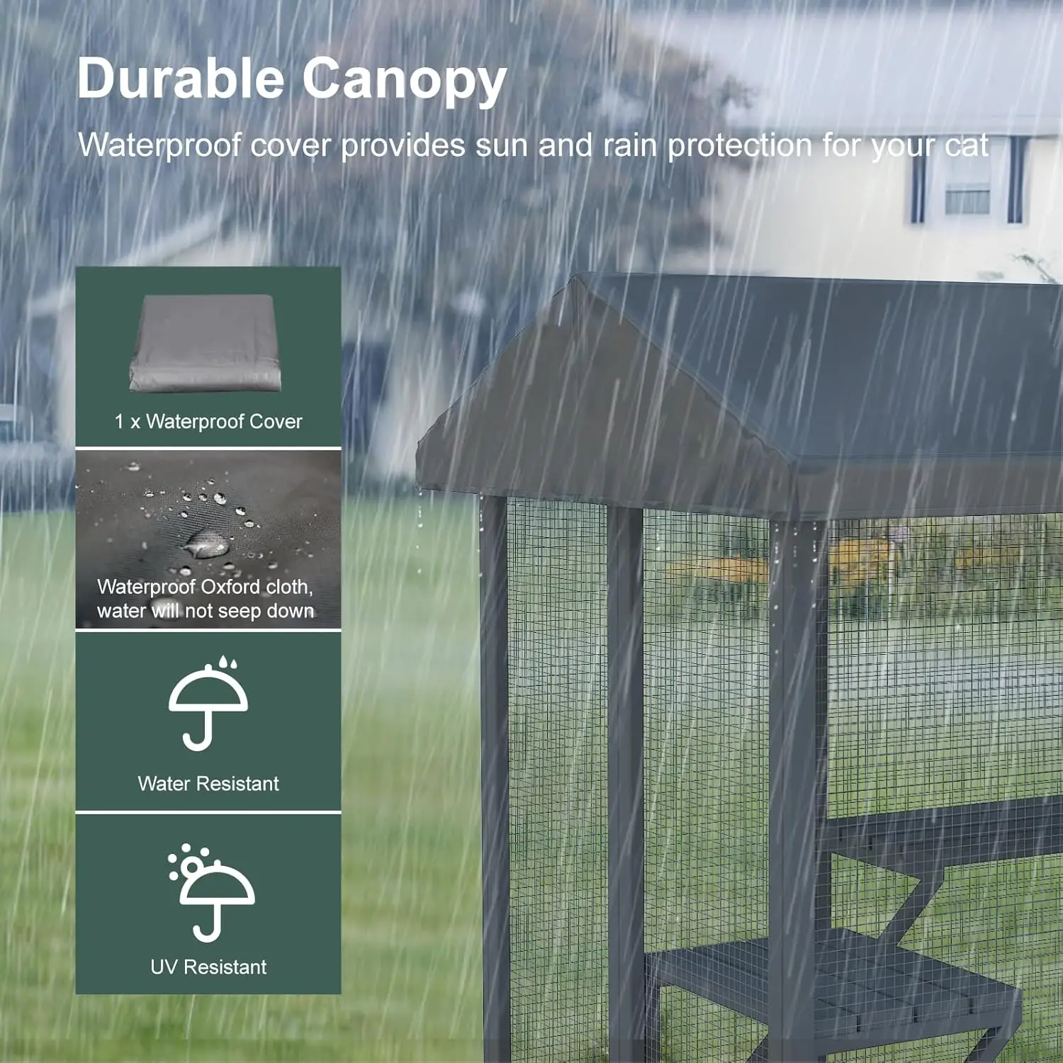 Catio Outdoor Cat Enclosure, Large Cat House for Mulitiple Cats Walk in Cat Cage with Waterproof Cover and Sunshine Panel Roof image 5
