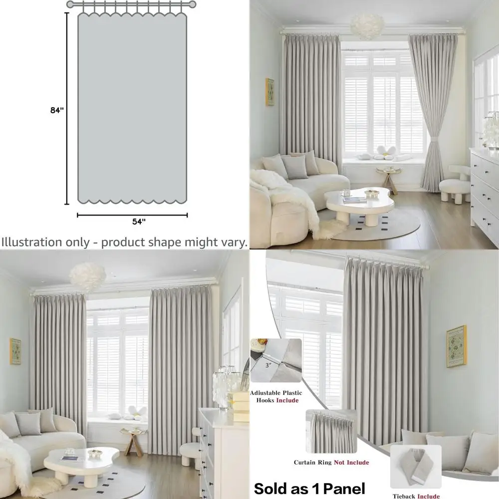 

84 Greyish Beige Thermal Insulated Pinch Pleat Curtain for Sliding Patio Door