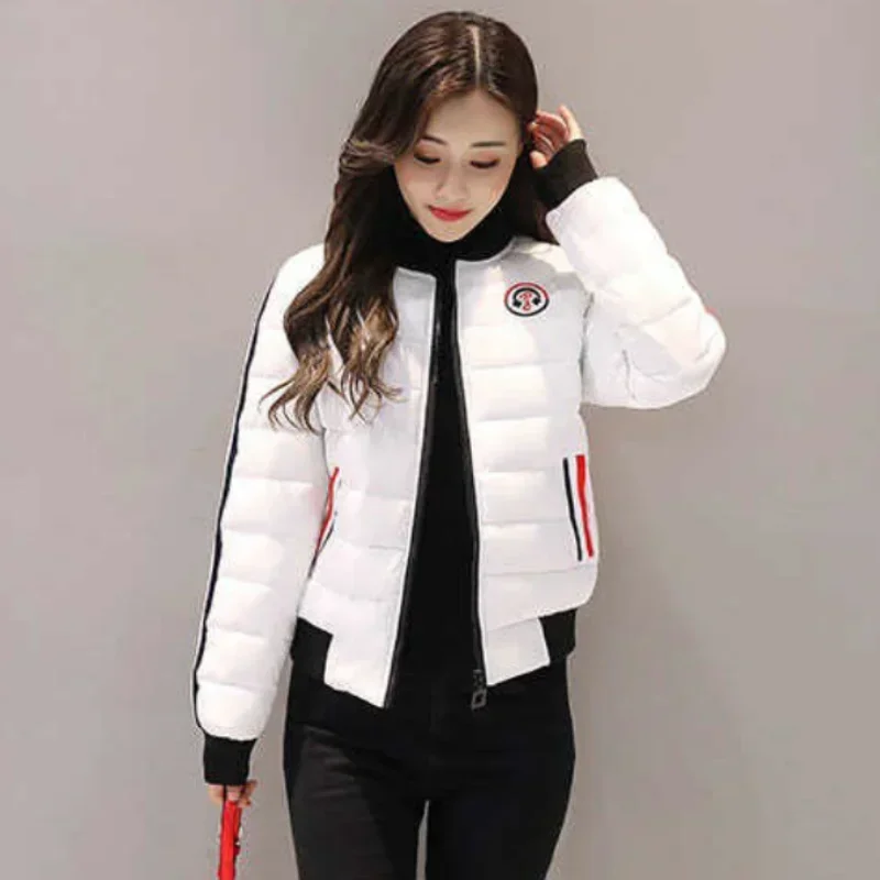 Baseball Quilted Padded Woman Coat Black Thick Padding Short Jackets for Women Cropped Bomber Aviator Fashion 2024 in Promotion