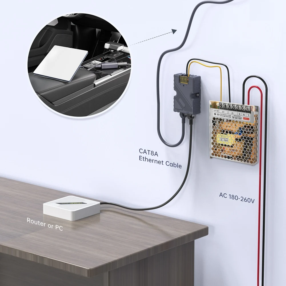 reveal For Starlink Mini Poe 150W GigE Passive ESD Protection 12V Mini Starlink Adapter Splitter AC 180-260V to 48V/3A Power