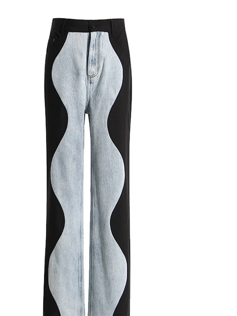 Calças Jeans Femininas de Cintura Alta e Perna Larga, Corte Reto e Solto, Calças Longas Estilo Urbano, Moda Verão e Outono, Design Sensacional