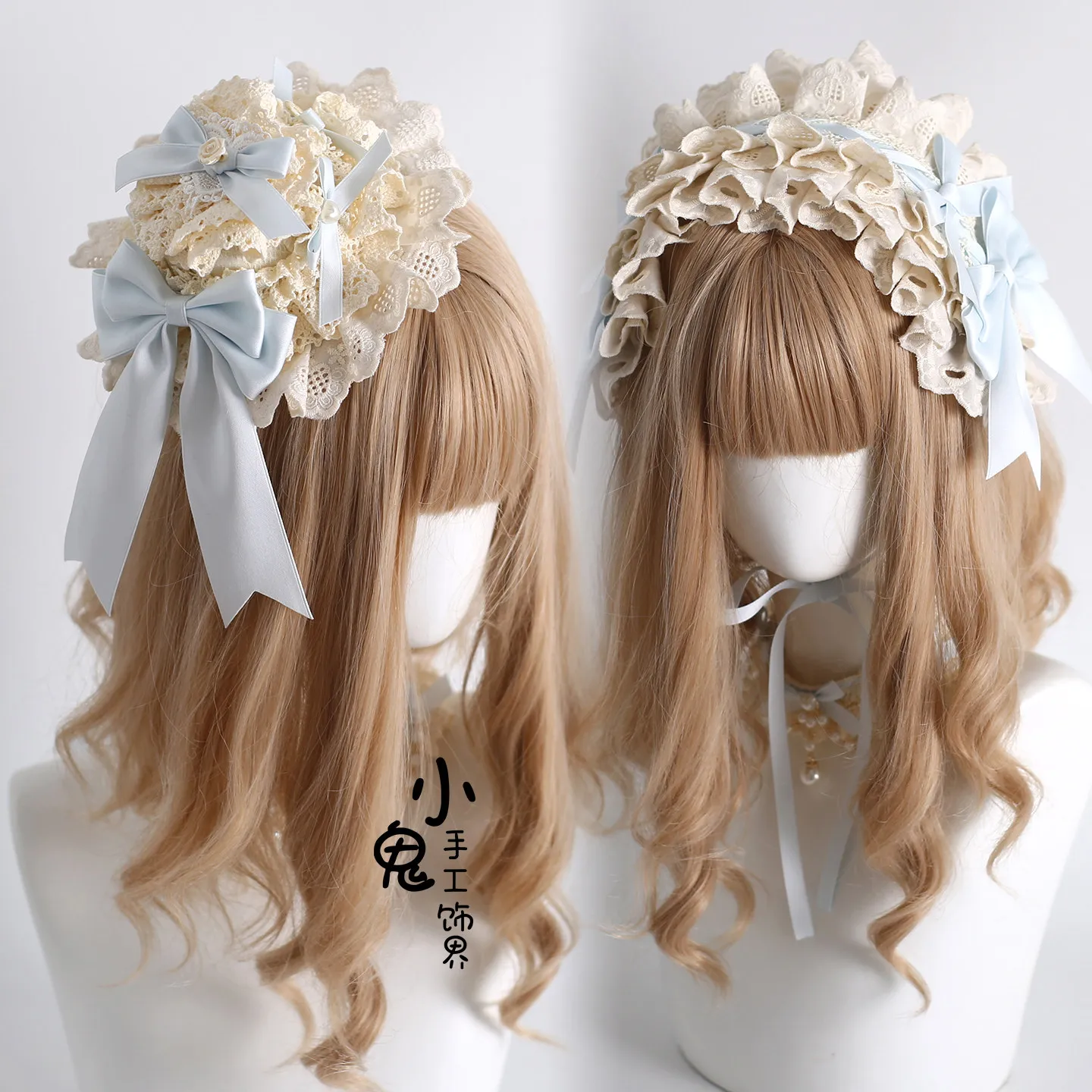 

Original Lolita Blue Elegant Top Hat Lolita Lace KC Headband Flower Wedding Ballet Headband