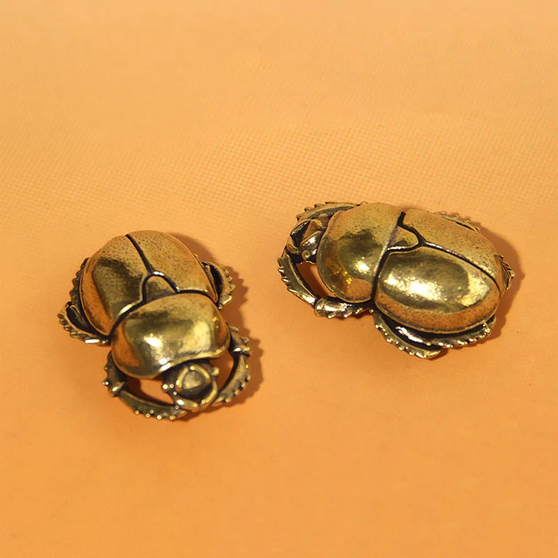 Brass Ladybug Miniatures Ornaments Hollow Insect Tea Pet Desktop Office Home Decoration Statue Crafts Collections Accessories