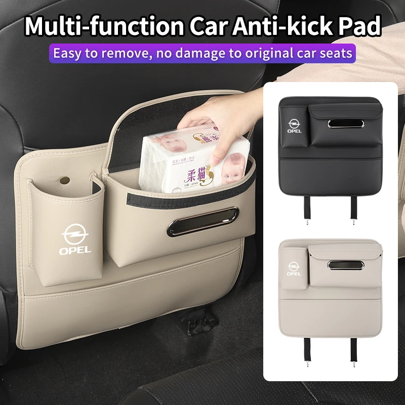 Car Seat Anti-Kick Pad Seatback Storage Bag Tissue Holder Accessories For Opel Corsa Astra Insignia Vectra Zafira Meriva Mokka G view 4