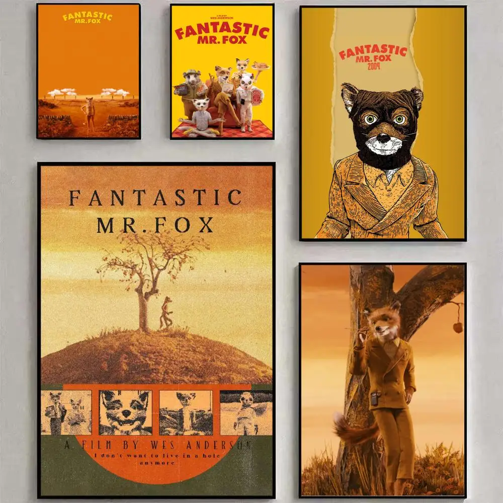 ملصق ملصق فيلم The Fantastic Mr. Fox مقاوم للماء عالي الدقة ملصق فني جداري ذاتي اللصق ديكور جمالي للمعيشة المنزلية