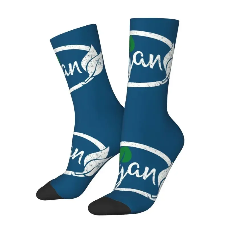 VEGAN Green Design Dress Socks Men Women Warm Fashion Crew Socks