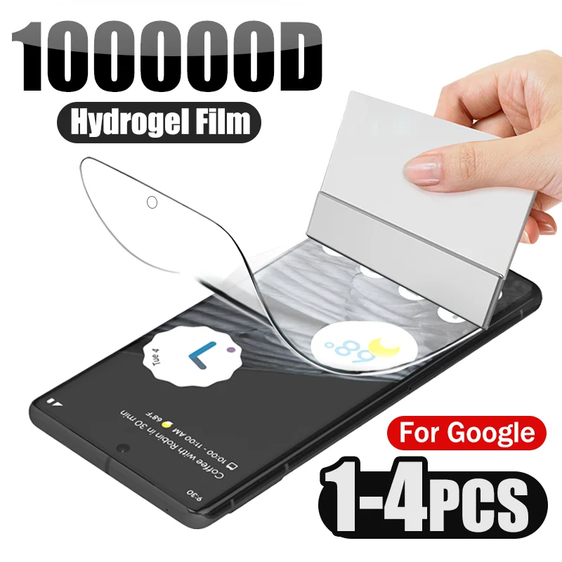 1-4buah Hydrogel Film untuk Google Pixel 7 8 6 Pro 7A 6A depan lembut pelindung layar penutup penuh HD jelas tidak kaca Anti gores