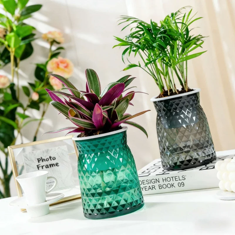 Resin Transparent Water Level Flower Pot Simple Living Room Desktop Flower Arrangement Hydroponic Decoration Imitation Glass Vas