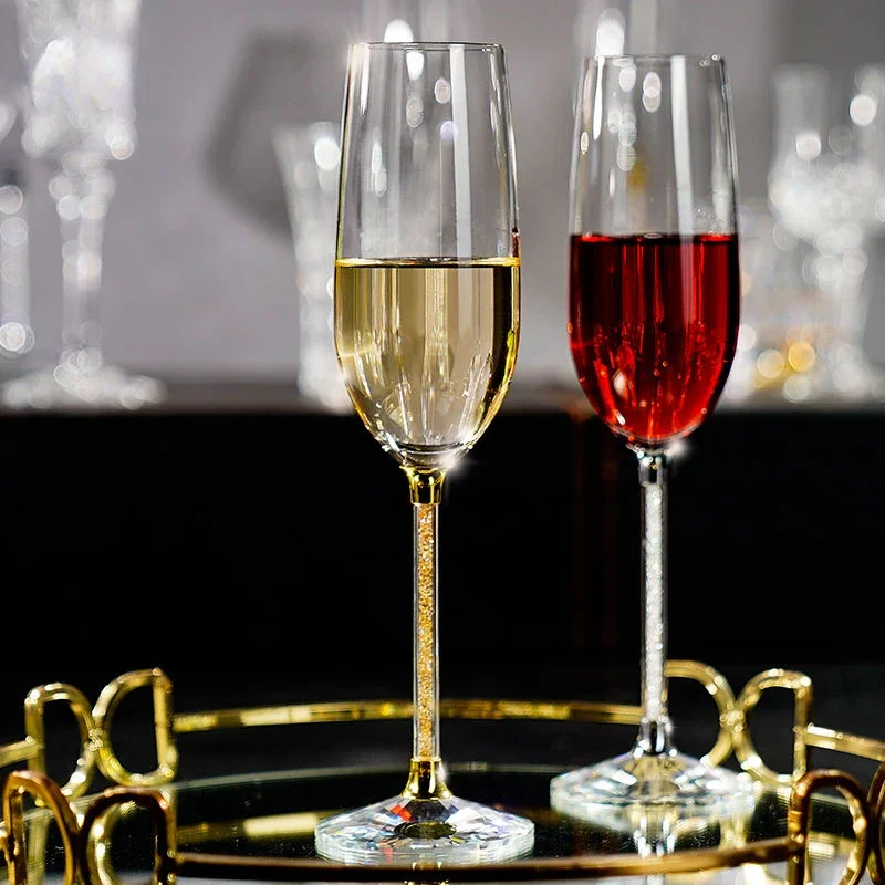 European Diamond Crystal Champagne Cup Set High Beauty Handmade High Foot Cup Bubble Mug Household Wine Set Couple Pair Cups