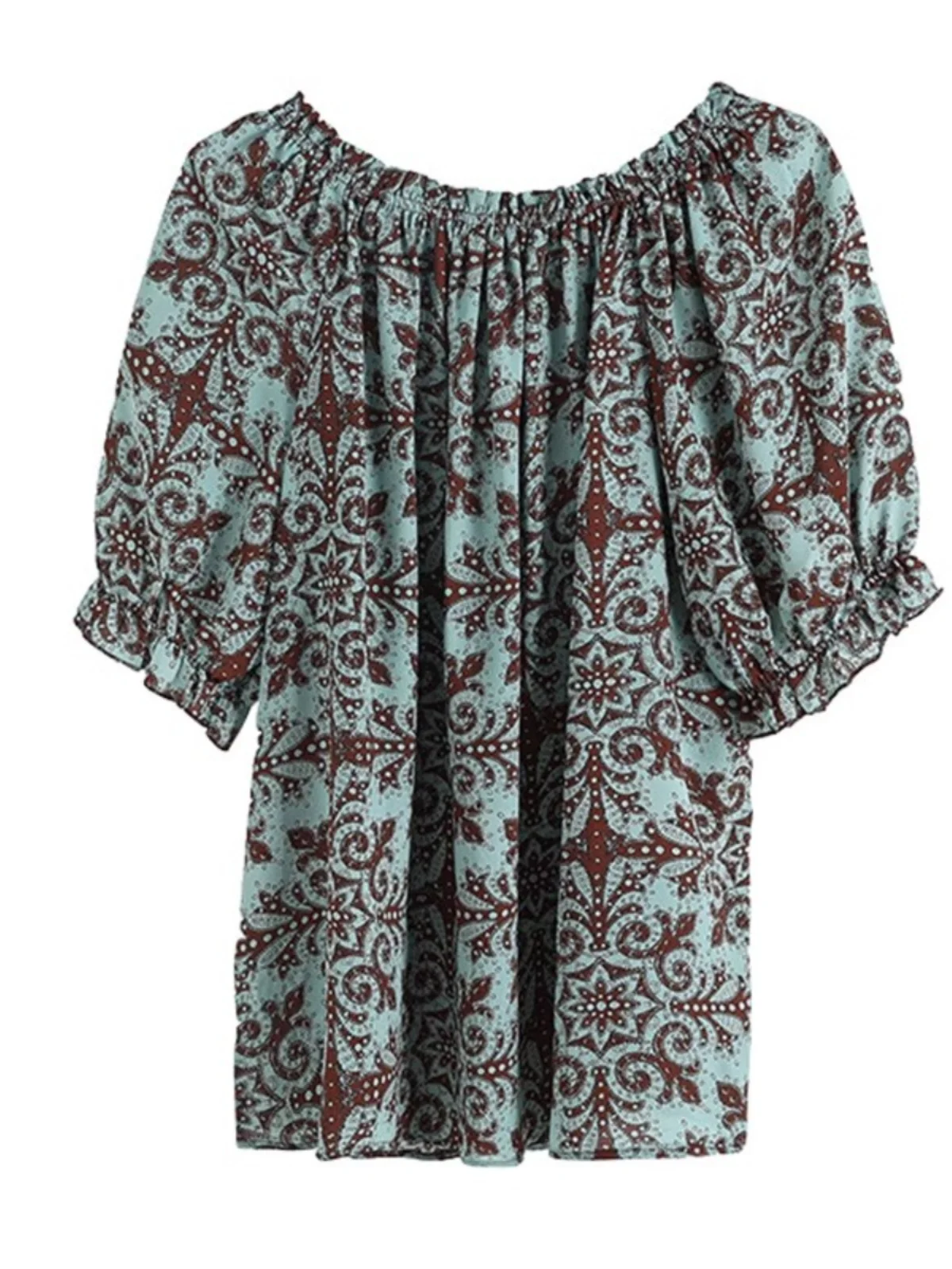 

Summer New Loose Women's ort Sve One oulder Floral Print T-irt Korean Sle Commute Faion Polyester Satin Material