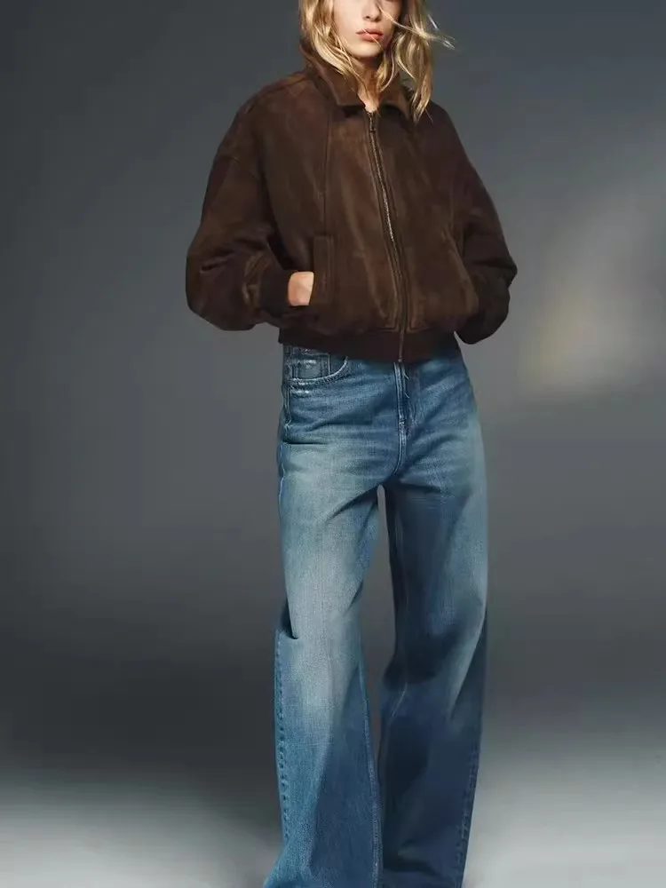 

Женская универсальная куртка Ele Simple: повседневная, свободного кроя, из полиэстера, с длинными рукавами, на молнии, укороченная