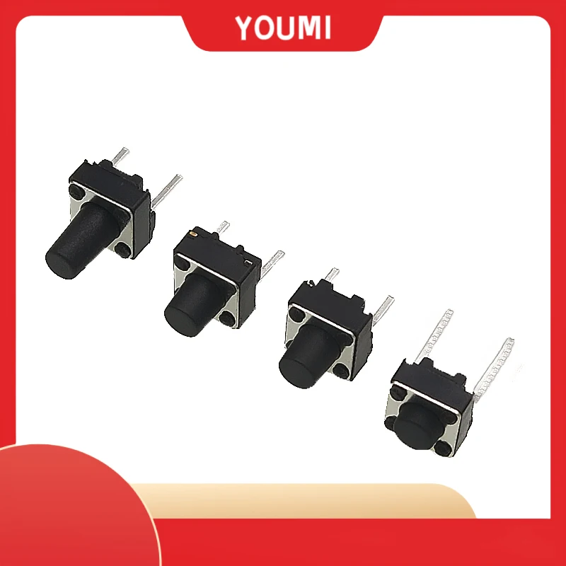 Tact Push Button Switch 12V Copper 2PIN DIP2 SMD Micro Switch 6X6X5 4.3 5 5.5 6 7 8 9 10 11 12MM TV Toys Home Use Button