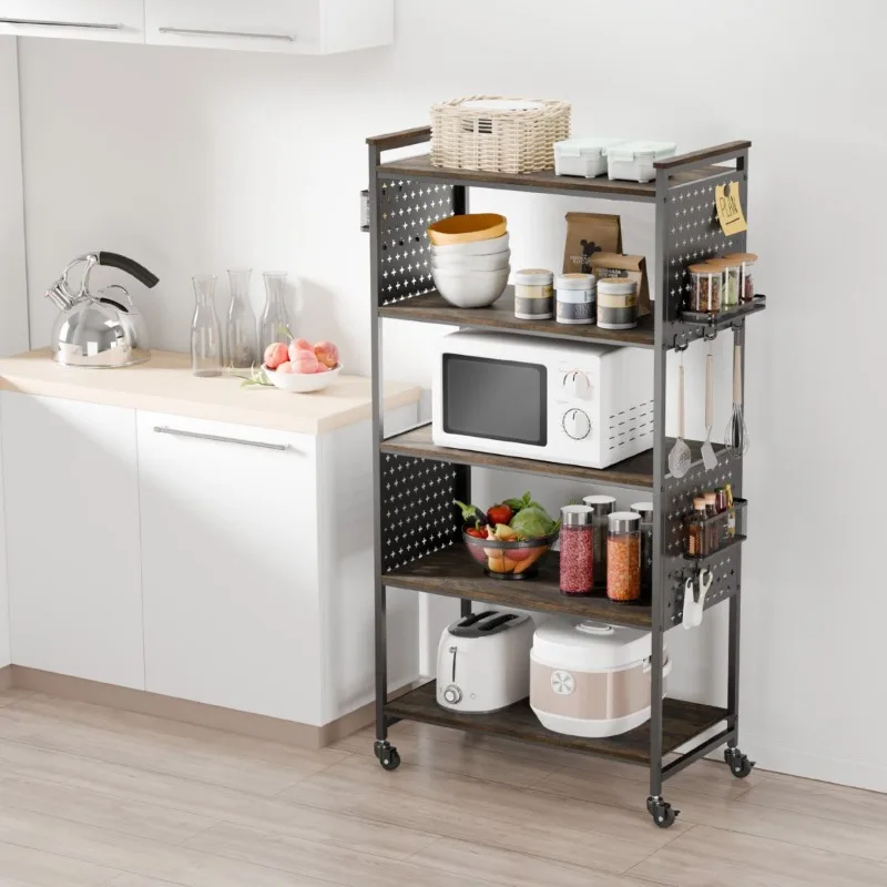 

Stainless steel side cabinet, kitchen rack, cart, floor-to-ceiling mobile pot storage, household microwave oven rack with wheels