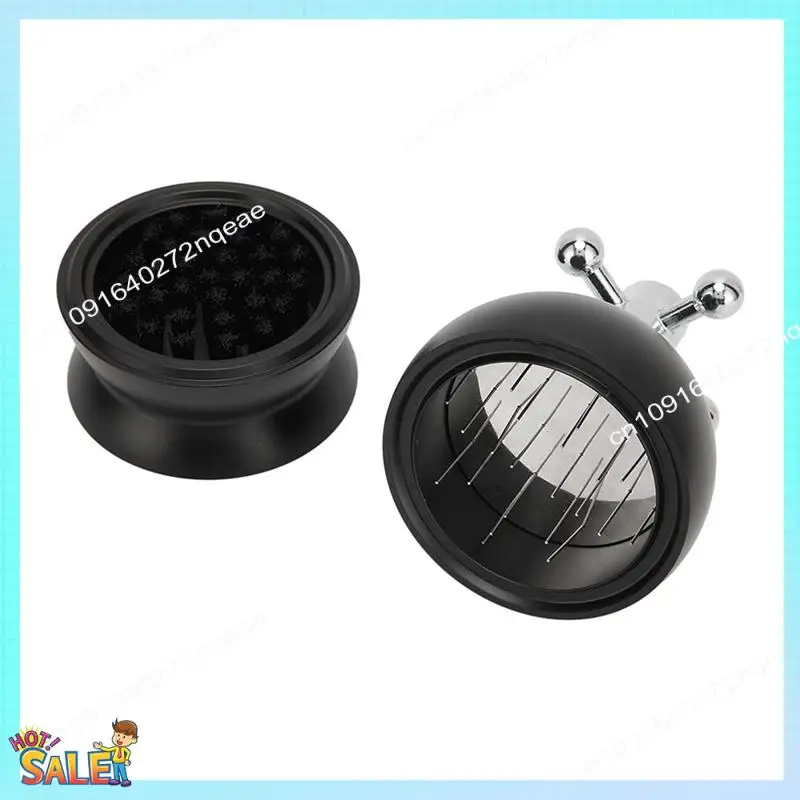 

N08R Black Coffee Distributor Rotating Valve Head Coffee Needle Distributor Fixed Cover Saving 22 Needles For Powder 53Mm