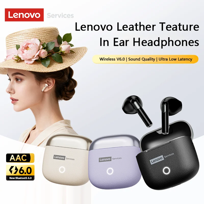 

Новые кожаные наушники Lenovo LE220 TWS Bluetooth 6.0, беспроводные наушники-вкладыши с ультранизкой задержкой, наушники с шумоподавлением ENC