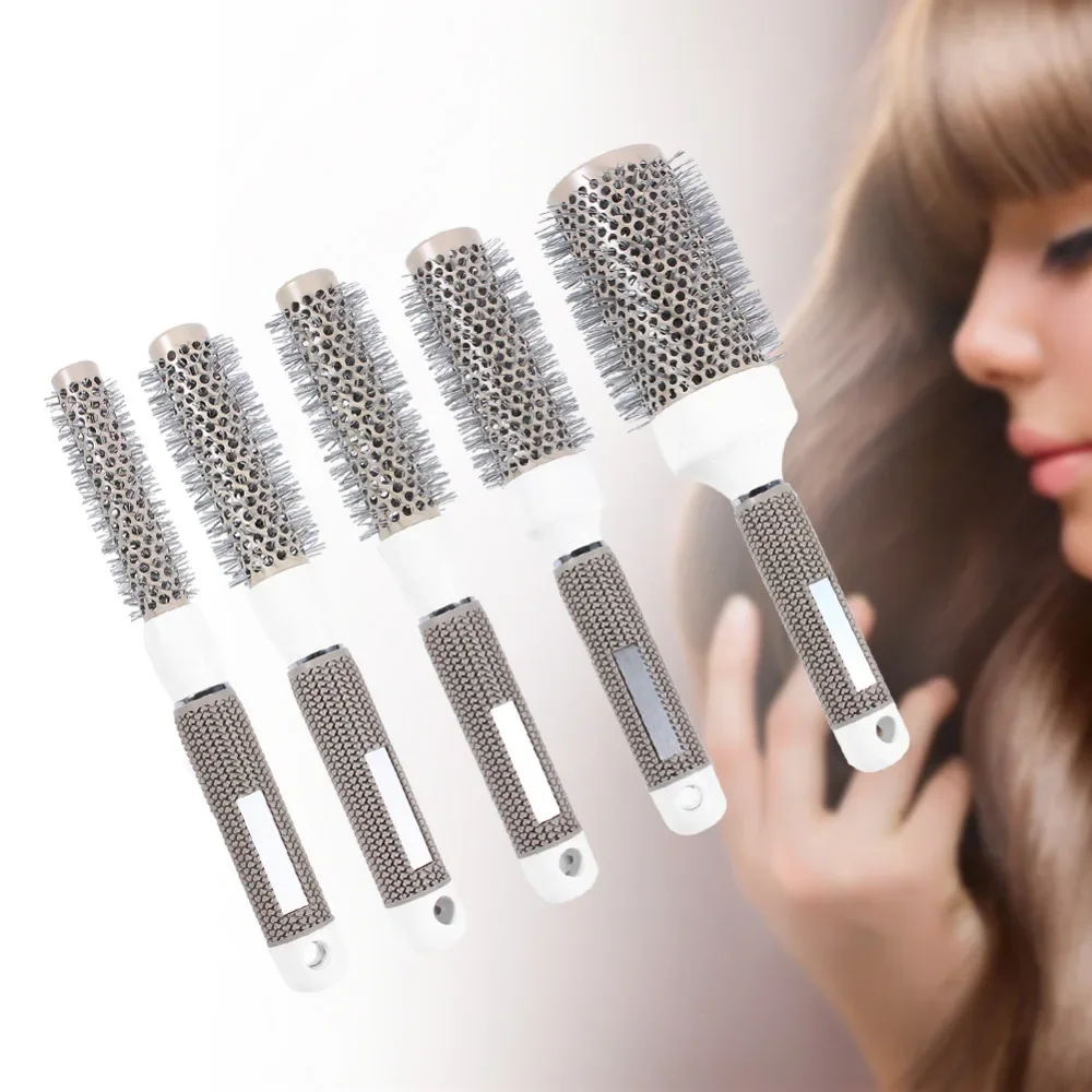 

MOONBIFFY Professional Hair Dressing Brushes Ceramic Iron Round Comb (19mm) 5 size Hair Styling Tool Hairbrush High Temperature