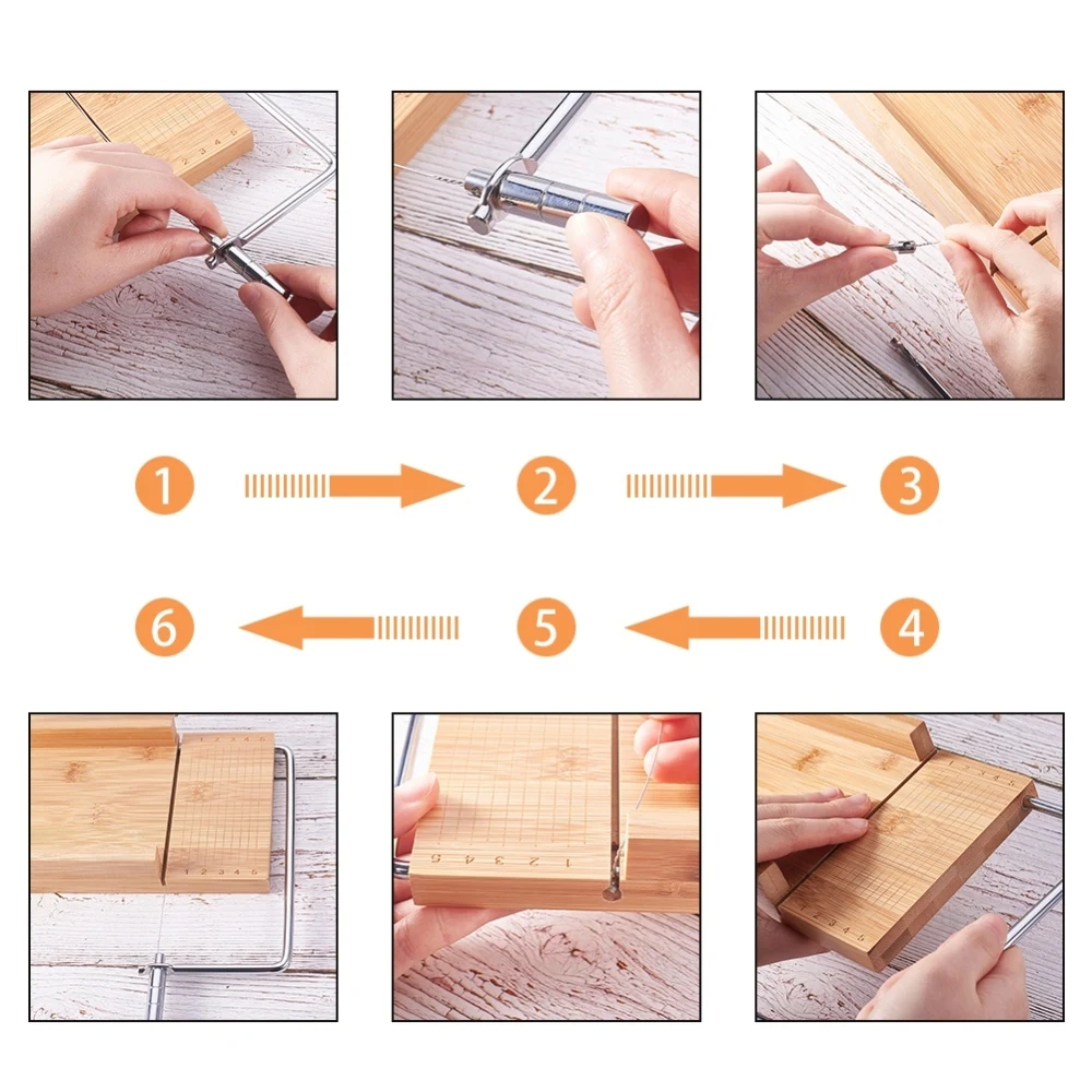 Wooden Soap Cutter Cutting Tools, Rectangle Loaf Mould with Wire Slicer, for Handmade Craft Soap Making Tool, BurlyWood