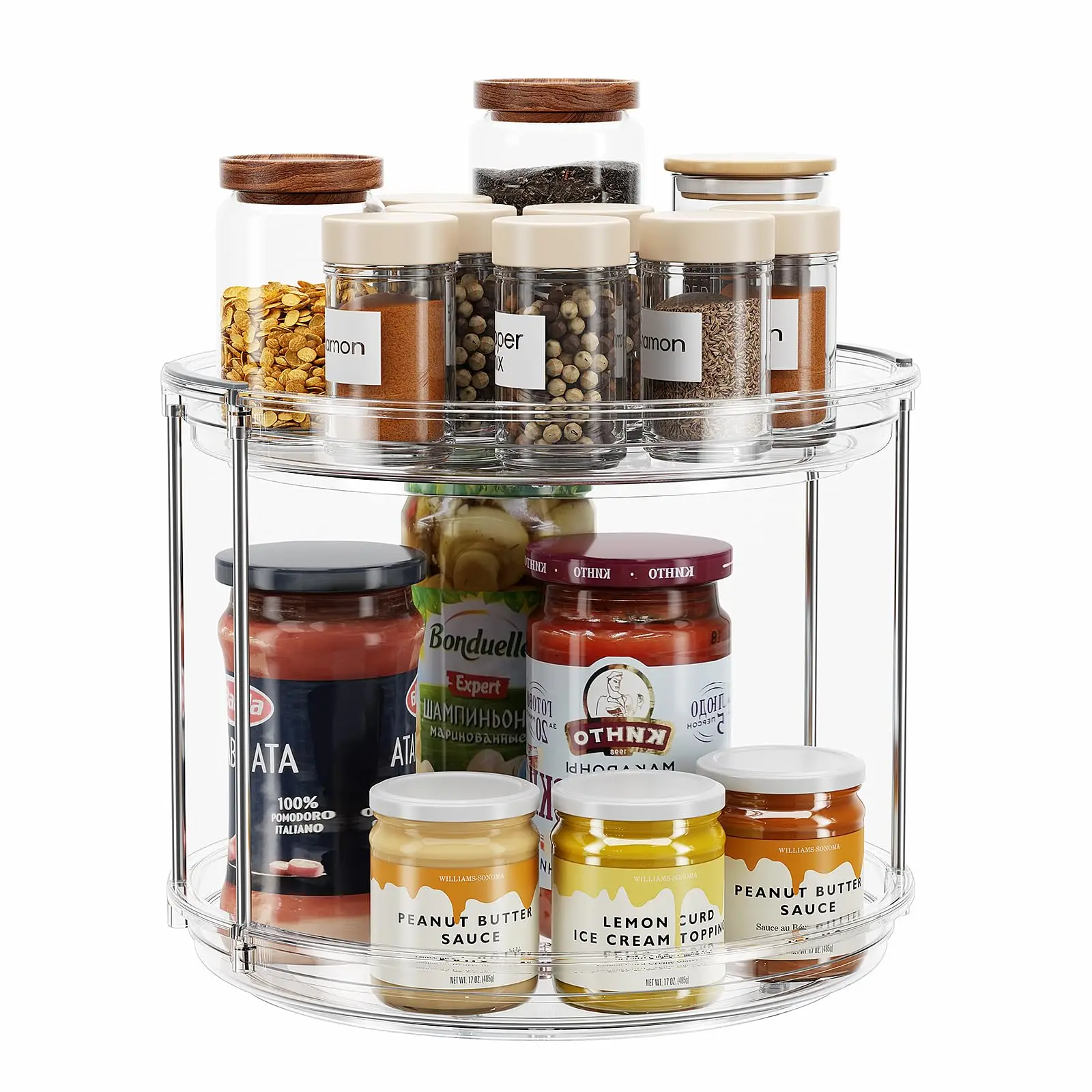 

2 Tier Lazy Susan Turntable Organizer 9.25'' Rotating Spice Rack Organization for Cabinet, Kitchen, Pantry, Countertop, Bathroom