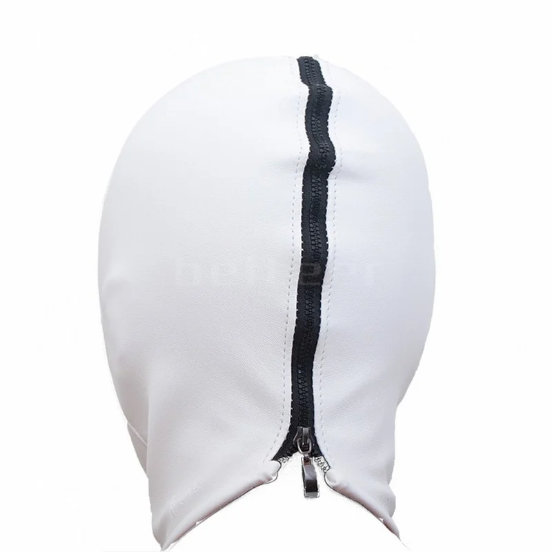 PU Leather Hood Unisex Sm Mask Perforated Eyes with Nostril Latex Rubber Hoods Bdsm Slave Hood Sex Toys for Men Women