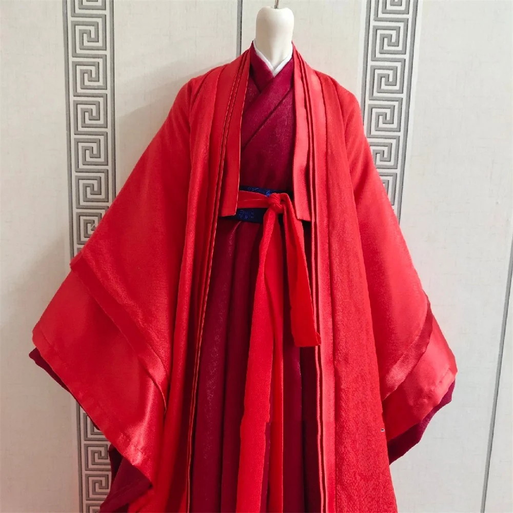 Traje de Hanfu para hombre, traje chino antiguo de hite rojo, modelo de bata tradicional para figura de acción de 12 pulgadas, AnimeToys corporales,