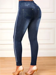 Leggings di Jeans d'imitazione astica Sexy pantaloni elasticizzati a vita alta da donna Leggings Push-Up sottili per il Fitness per l'agente di acquisto delle donne