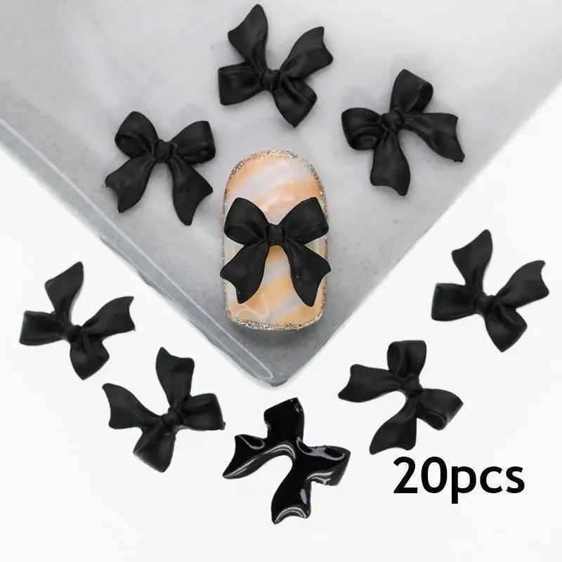 New 20pcs/bag Resin Bow Nail Art Charms 3D Ribbon Bowknot Design Nail Decor DIY Multicolour Nail Rhinestones Accessories