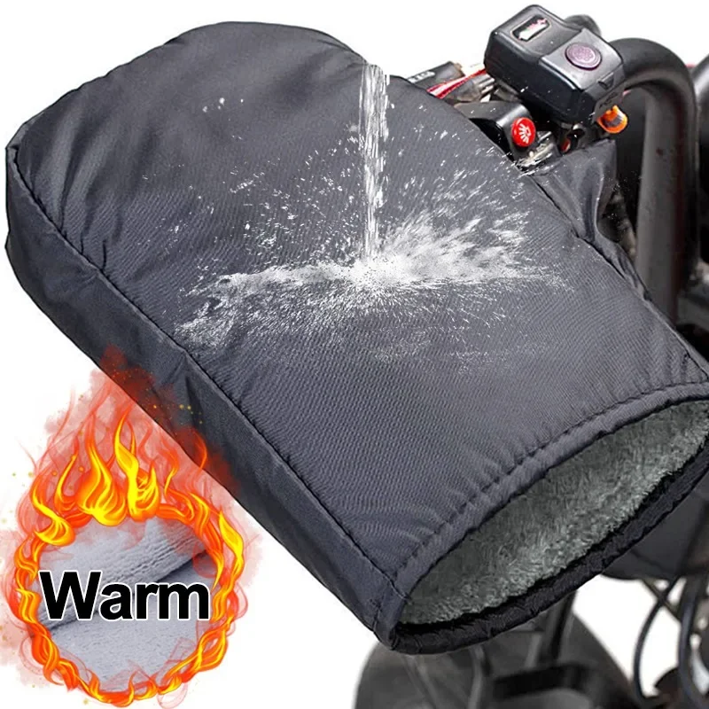 Motorcycle Scooter Thick Warm Handlebar Muff Grip Handle Bar Muff Rainproof Riding Protective Winter Warmer Thermal Cover Gloves