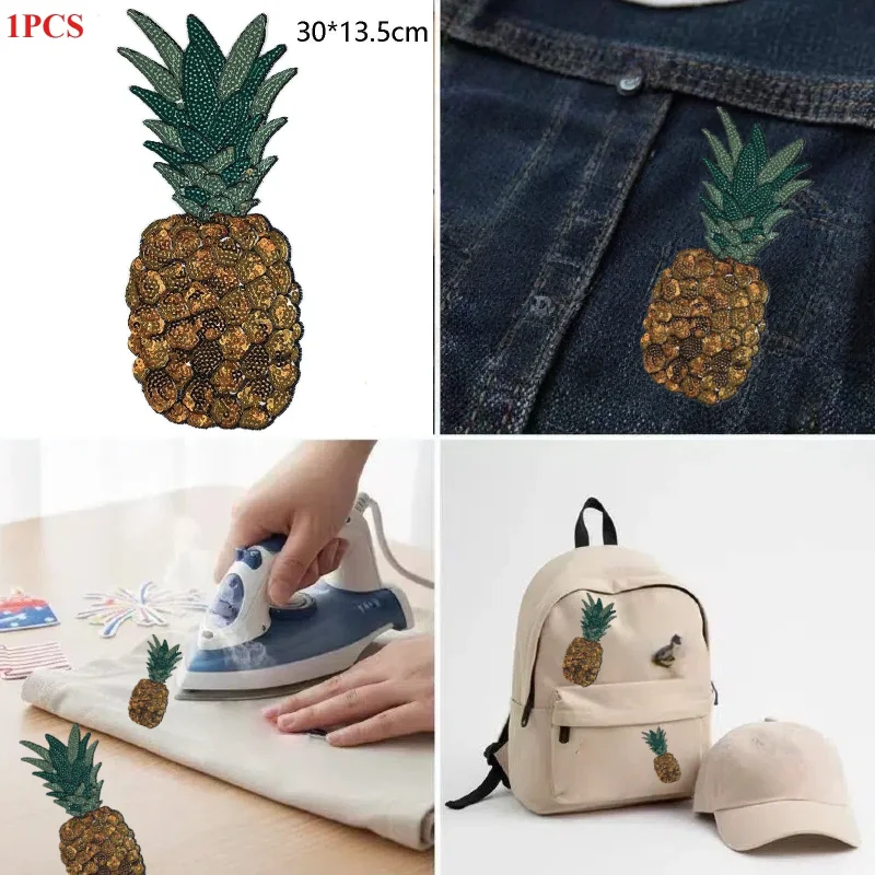 

5 мм тканевая наклейка с блестками, фрукты, ананас, аксессуары для одежды, отверстия для школьного сумка, креативная нашивка с вышивкой «сделай сам», вышивка