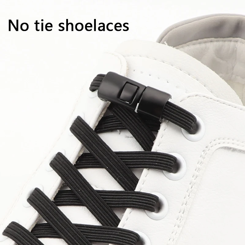 Elastic Cross Buckle Shoelaces sem Laços, durável Sports Rubber Laces, Sneakers para crianças, adultos Flats, Novo