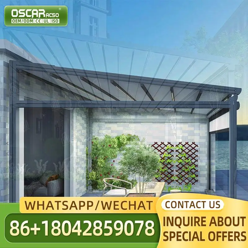 

Outdoor Waterproof Automatic Foldable Aluminum Canopy Retractable PVC Roof for Terraces Patio Backyard Retractable Canopy Pergol