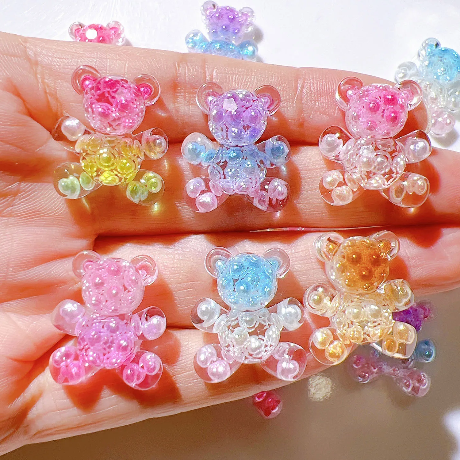 100pcs Kawaii Mini Animal Bear Flatback Resin Cabochon DIY for Phone Case Hairpin Keychain Earrings Scrapbook Shoes Buckle Decor