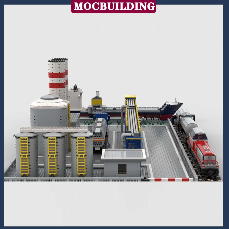 City Train Chemical Plant Model Building Block Assembly MOC Town Ship Building Puzzle Collection Series Toys