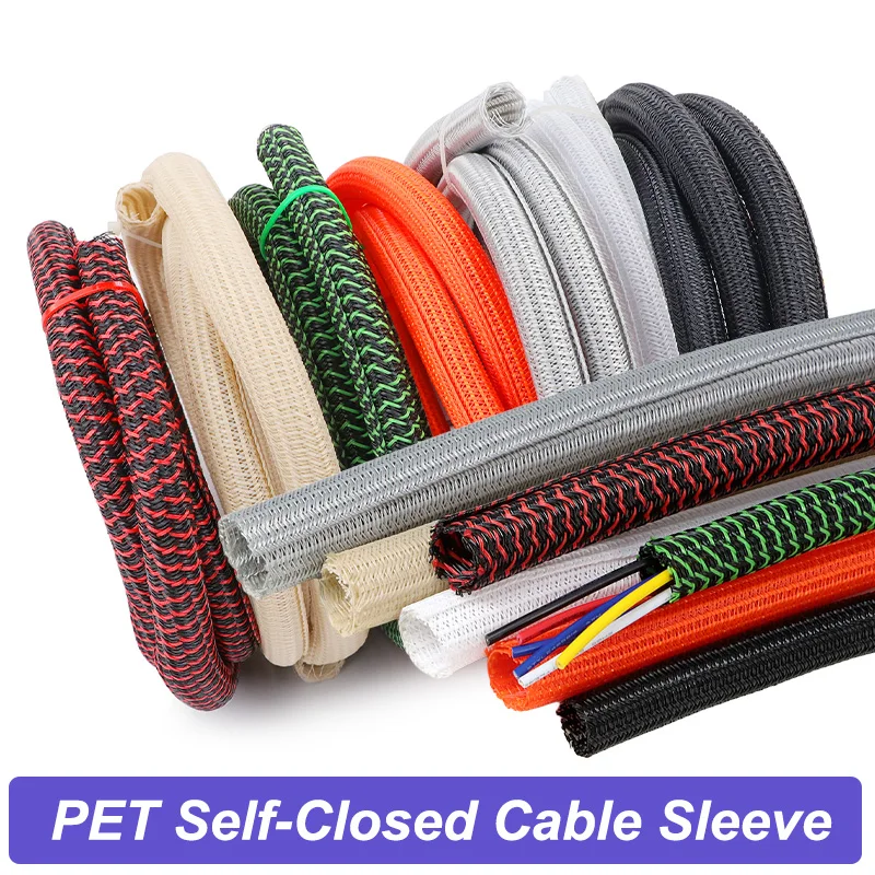 7 Colors 3~32mm Expandable Braided Sleeve Self Closed PET Insulated Cable Loom Split Equipment Line Auto Wire Wrap Protect 3~10m