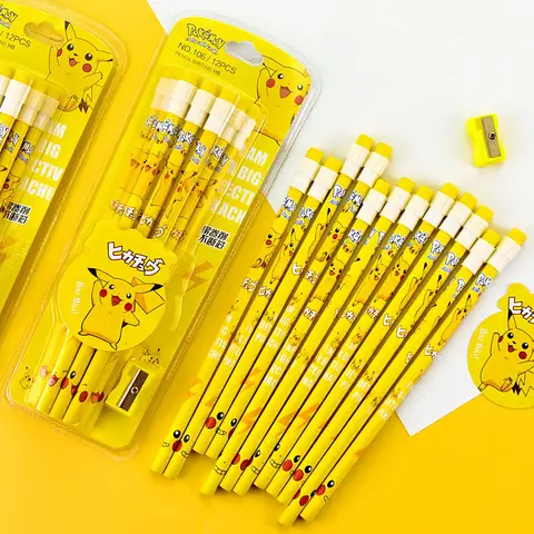 Pokemon Kawaii Stationery Set 12Pcs Boxed Pencils with Eraser Sharpener Anime School Office Supplies Hot Sale Gift for Kids