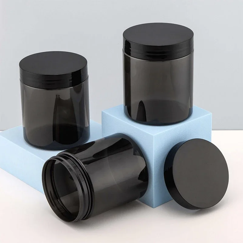 12Pcs 250ml Black Makeup Container Travel Refillable Bottles Cosmetic Jars With Lid Pill Cream Sample Pot Skincare Tools