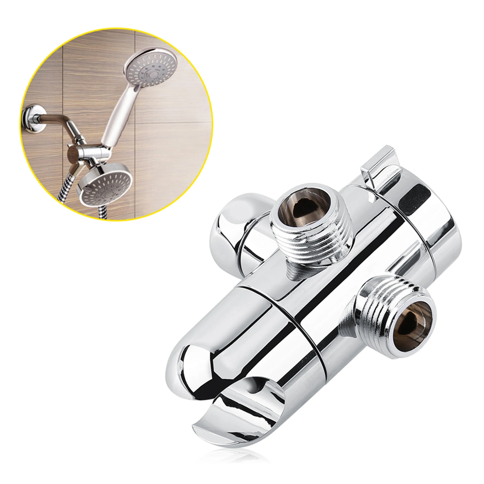 3 Way Tee Connector Shower Adapter  Shower  Diverter Valve Arm Mounted Shower  Holder Bathroom Shower Valve