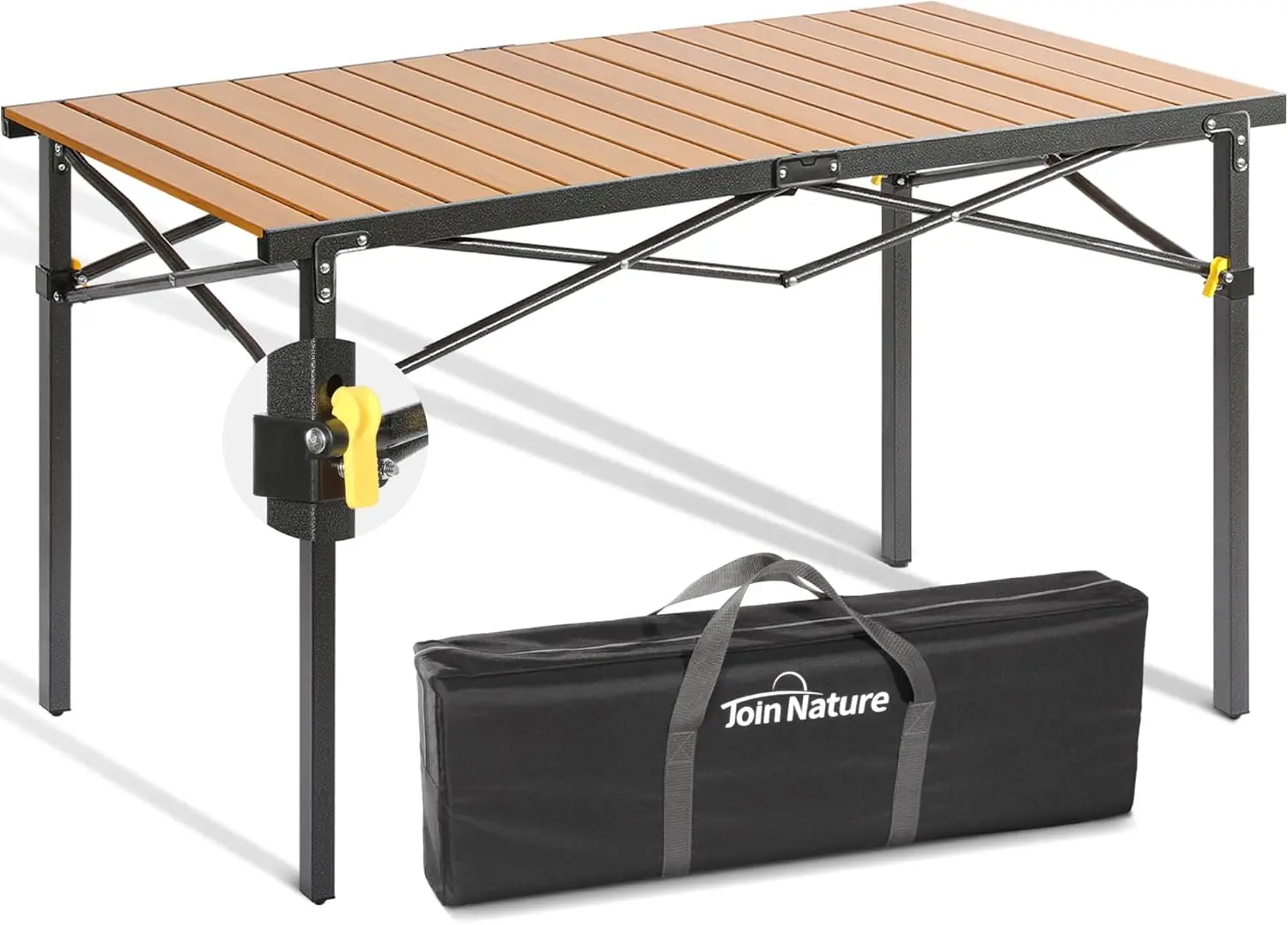 

Portable Outdoor Camping Table Large for 2-6 Person Foldable Camp Table with Aluminum Roll-Up Top Carry Bag for BBQ Tailgating B